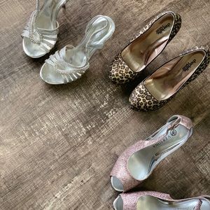 Three high heeled Shoes by 3 different brands